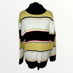 South Pole‎ L Vintage Y2K color block stripe mock turtleneck mens chunky sweater